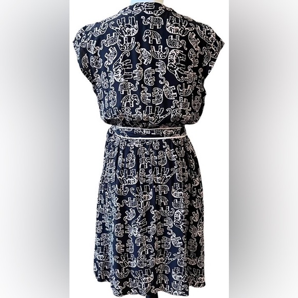 Anthropologie Maeve Black Noronha Elephant Print Dress Size Small - Picture 2 of 9